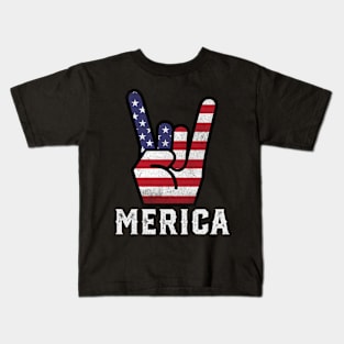 Merica 4th of July Funny American Flag Patriotic Kids T-Shirt